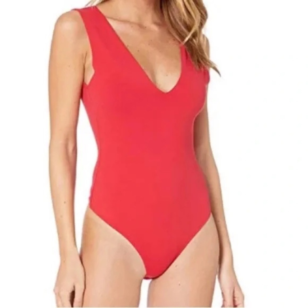 Free People Keep It Sleek Bodysuit in Pink Poinsettia Sizes XS and Small